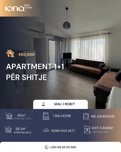  Apartament 1+1 në shitje – Mali i Robit 