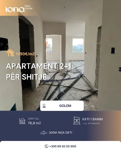 Apartament 2+1 në shitje – Golem