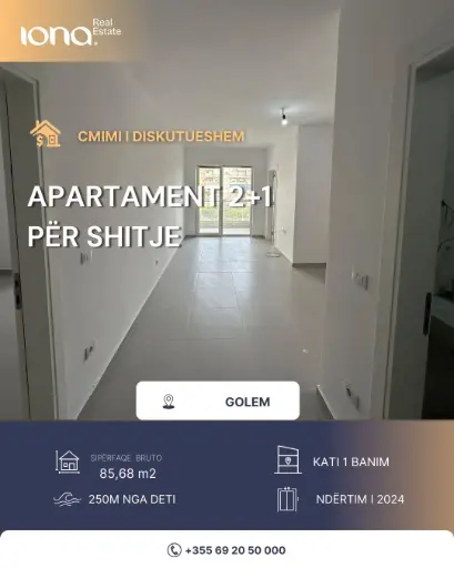 🏡 Apartament 2+1 në shitje – Golem