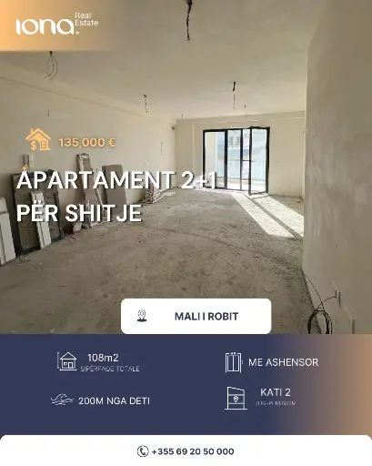 Apartament 2+1 në shitje – Mali i Robit, Golem
