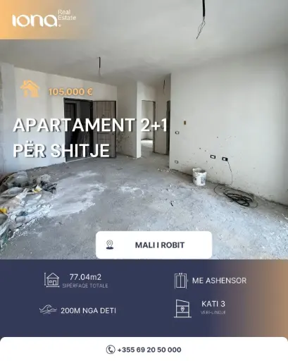 Apartament 2+1 në shitje – Mali i Robit, Golem