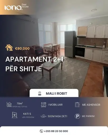 Apartament 2+1 në shitje – Mali i Robit, Golem