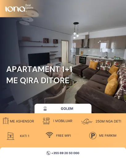  Apartament 1+1 me qira ditore në Golem