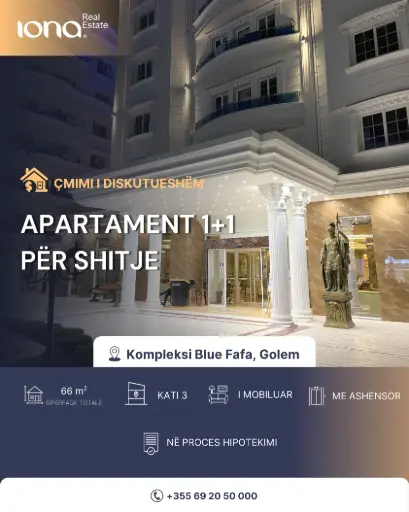  Apartament 1+1 në shitje – Kompleksi Blu Fafa, Golem
