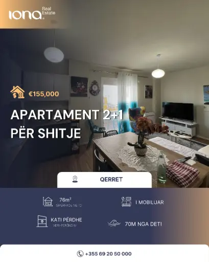  Apartament 2+1 në shitje – Qerret