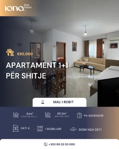  Apartament 1+1 në shitje – Mali i Robit