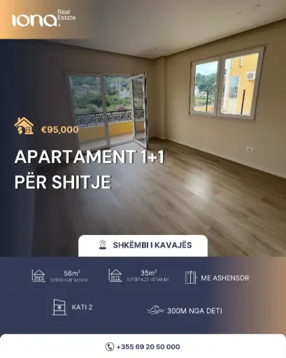 Apartament 1+1 me verandë në shitje – Shkëmbi i Kavajës