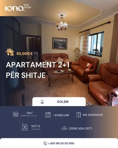  Apartament 2+1 në shitje – Golem