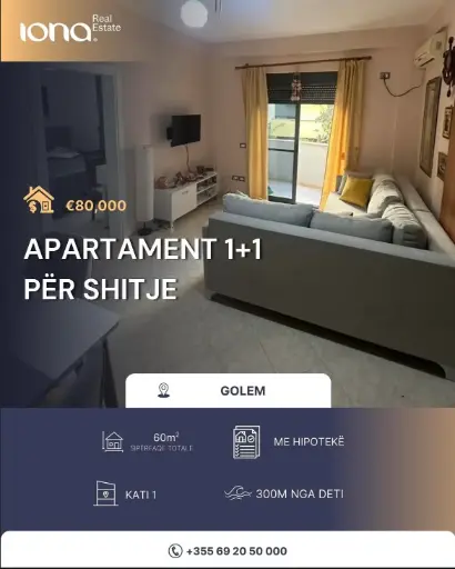  Apartament 1+1 në shitje – Golem (pranë kompleksit Freskia)