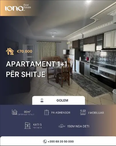 Apartament 1+1 në shitje – Golem