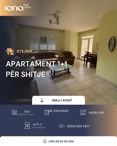  Apartament 1+1 në shitje – Mali i Robit
