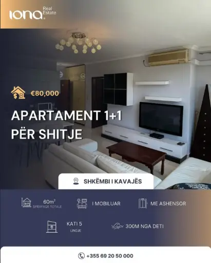  Apartament 1+1 në shitje – Shkëmbi i Kavajës