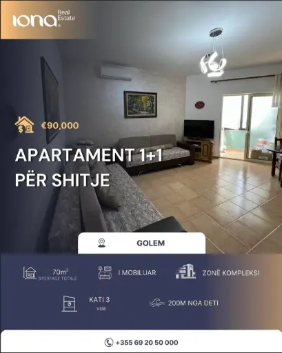  Apartament 1+1 në shitje – Golem