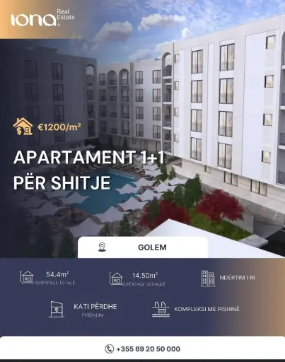  Apartament 1+1 në shitje – Golem