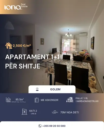  Apartament 1+1 në shitje – Golem