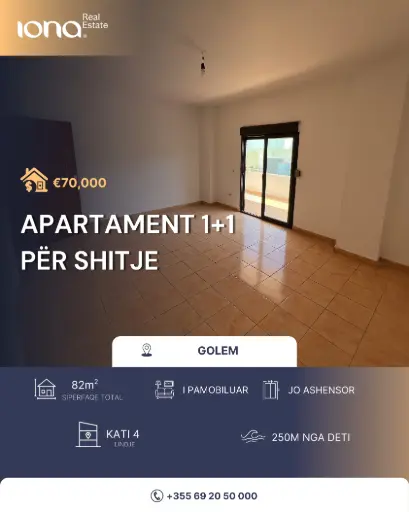  Apartament 1+1 në shitje,Golem